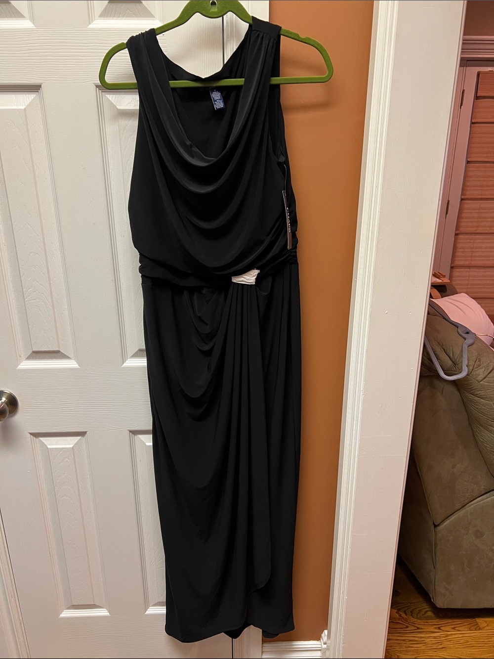 Chaps Black Draped Maxi Dress
